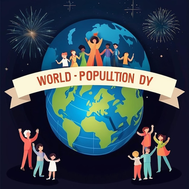 Photo people celebrating world population day