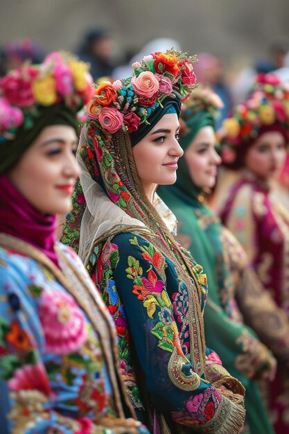 people dressed in traditional Nowruz costumes