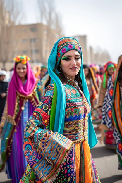 people dressed in traditional Nowruz costumes