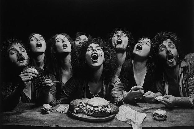 Photo people eating burger