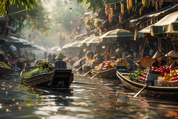 People at a floating market