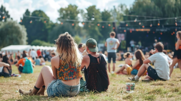 Photo people from different backgrounds at an outdoor festival