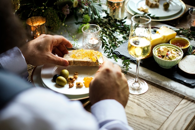 People hands eating food