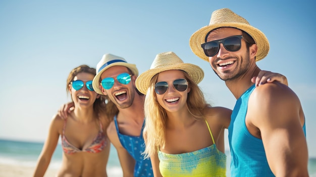 People in hats on a summer background Accessory from the sun's ultraviolet rays Spf Generative AI