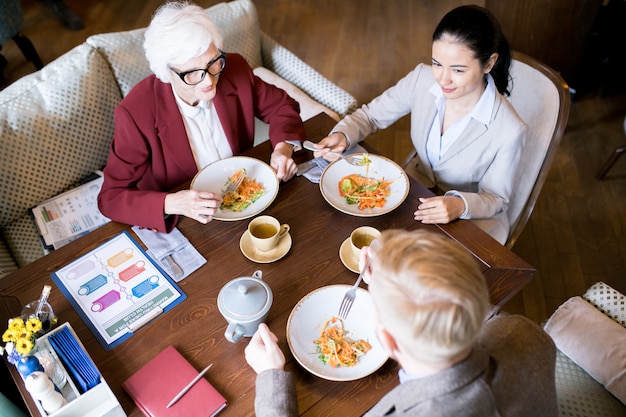 People having dinner after work