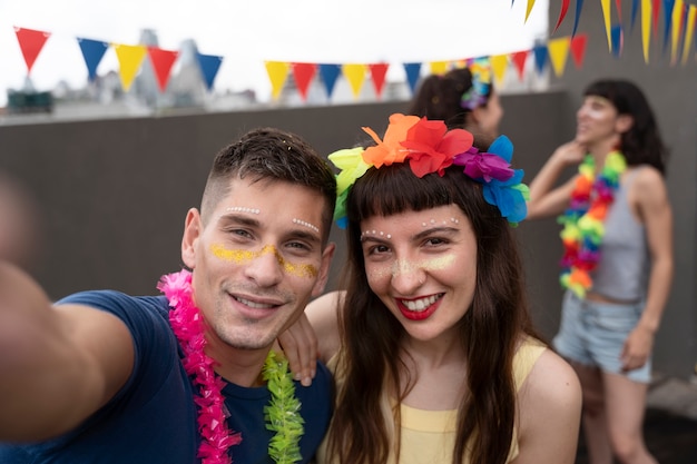 People having fun and celebrating carnival