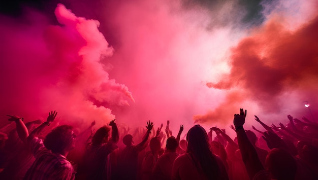 people having fun at a pink color party by photo collection