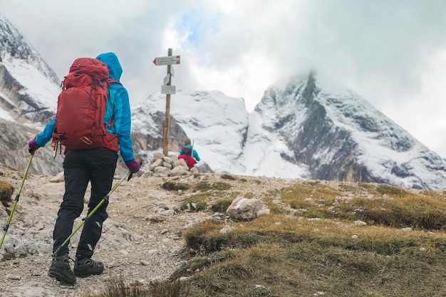 People hiking around on mountain paths