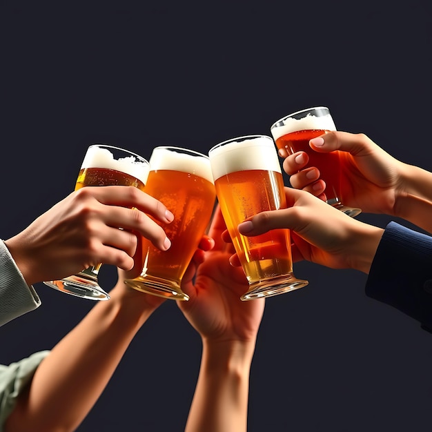 Photo people holding beer glasses with the word quot f quot on it