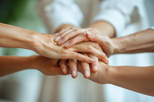 People holding hands in circle