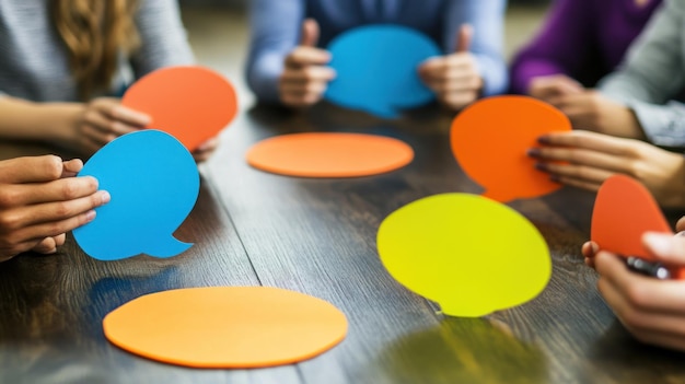 Photo people holding speech bubbles