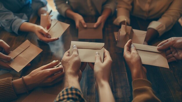 Photo people holding up a box that says quot all quot on it