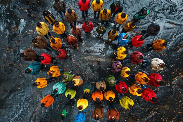 Photo people huddling together for warmth and support