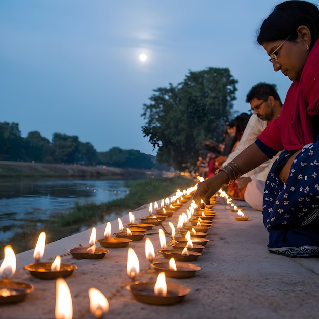 People Light Diyas On The Occasion Of Sharad Purnima