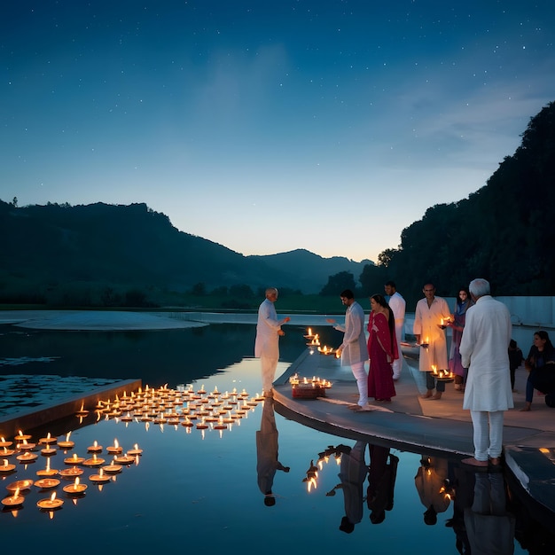 People Light Diyas On The Occasion Of Sharad Purnima