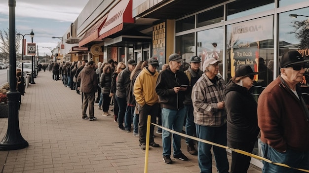 People line up outside a store that says'the new york '