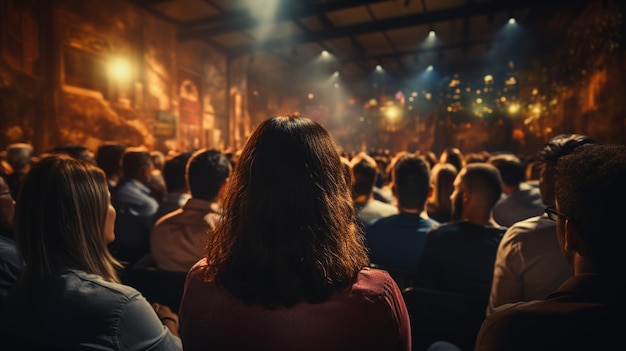 People listening to a conference in a meeting room.