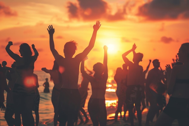 people at the open air beach summer party