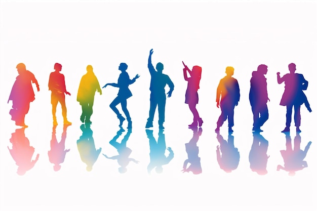 Photo people party kid joy disco design group silhouettes shadow fun background dancing colourful