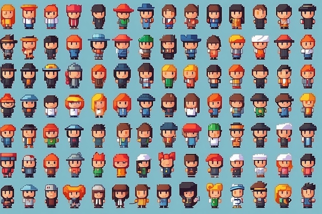 Photo people pixel characters