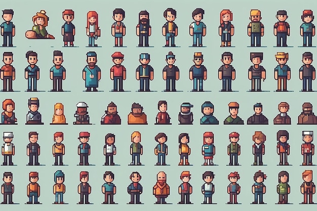 Photo people pixel characters