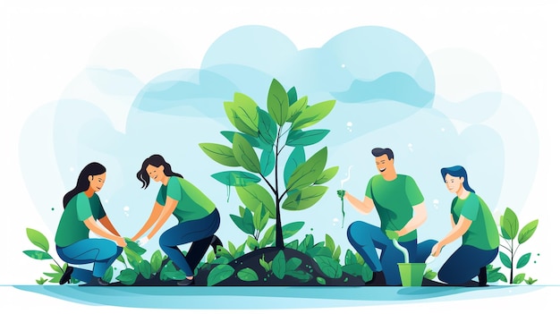 Photo a people planting vector illustration