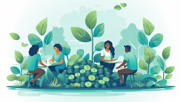 A people planting vector illustration