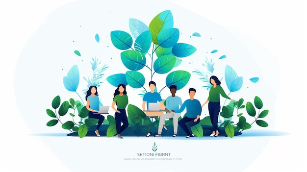 A people planting vector illustration