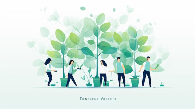 A people planting vector illustration