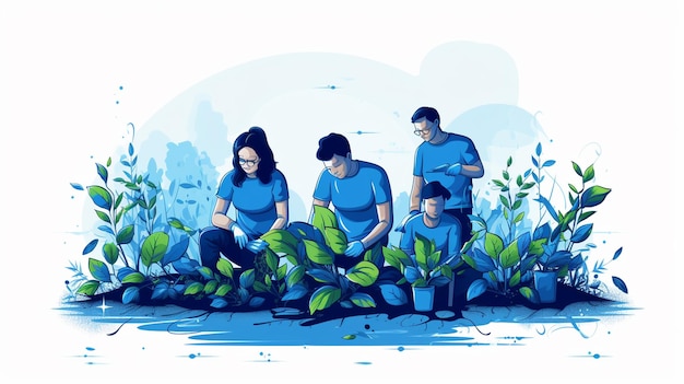 A people planting vector illustration