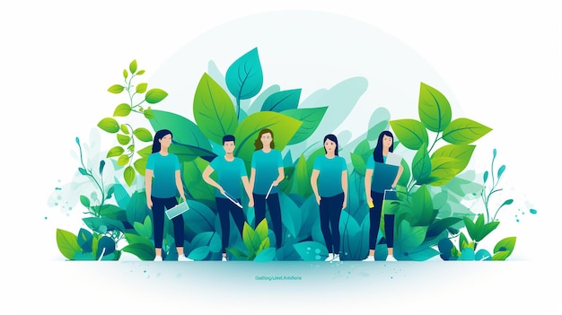 A people planting vector illustration