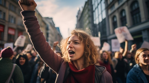 People protesting in public with an empty white board People protesting public empty white board