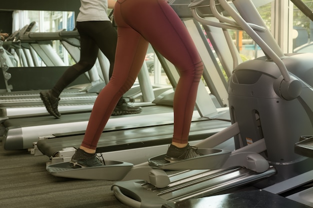 People running on treadmill