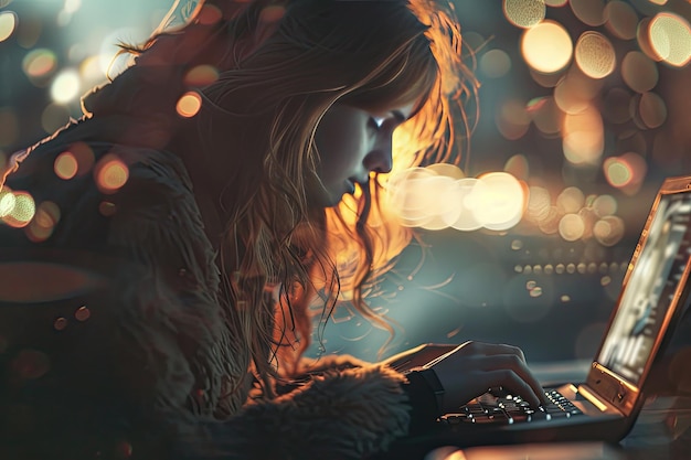 People sit at a computer desk with paperwork