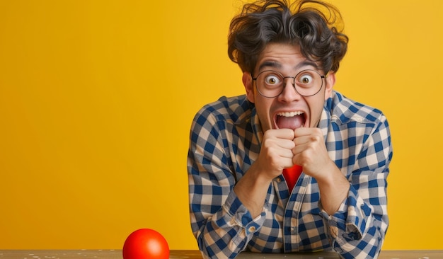 people surprised facial looking shocked in a studio April Fool looking camera showing pointing