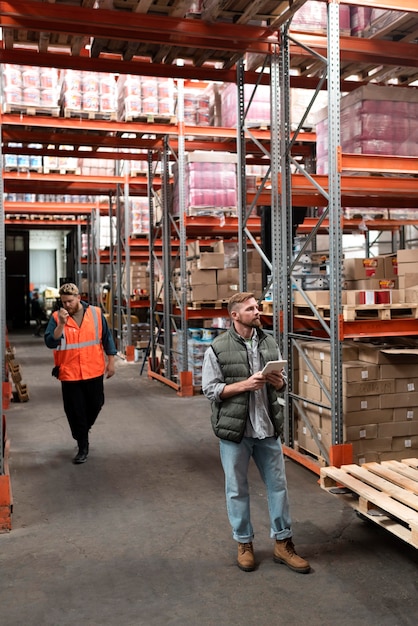 People taking care of warehouse logistics