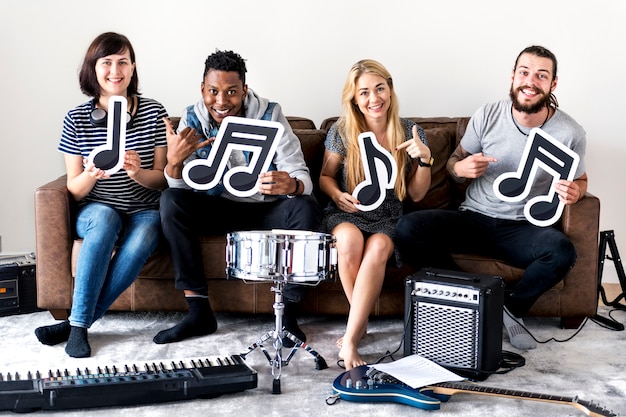 Photo people together enjoying music