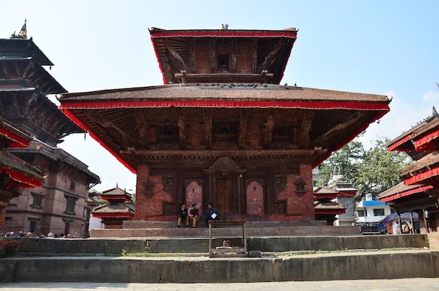 People travel ancient ruin antique building at Basantapur Katmandu durbar square in Kathmandu Nepal