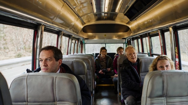 Photo people traveling in bus