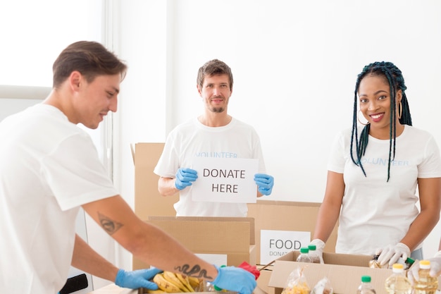 People volunteering for donations for the poor