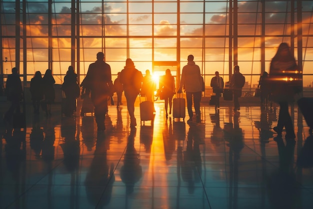 People walking to the airport terminal Generative AI