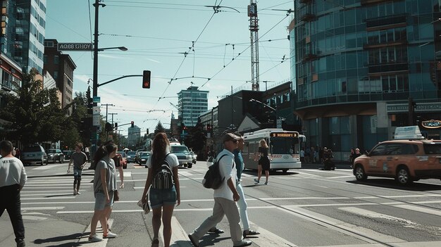 Photo people walking in busy street during day time