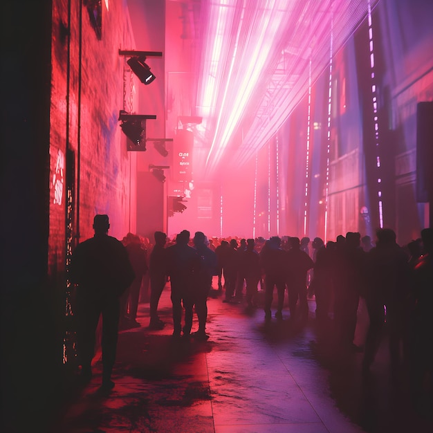 Photo people walking in the street at night in the city urban scene