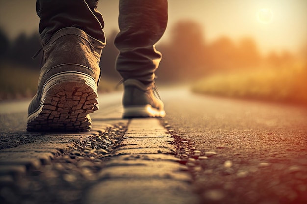 People walking towards on the road travel concept Made by AI Artificial intelligence