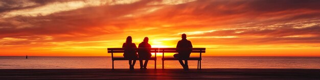 Photo people watching a beautiful sunset together