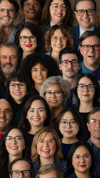 People with glasses composition