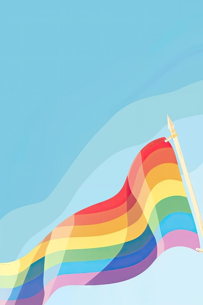 People with rainbow background flag celebrate Pride Month Day