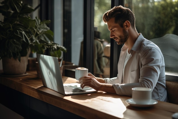 Photo people work from home enjoys work life balance