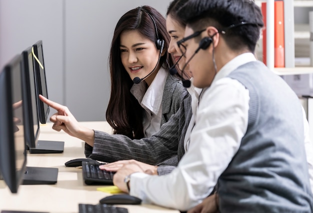 People working on a call center