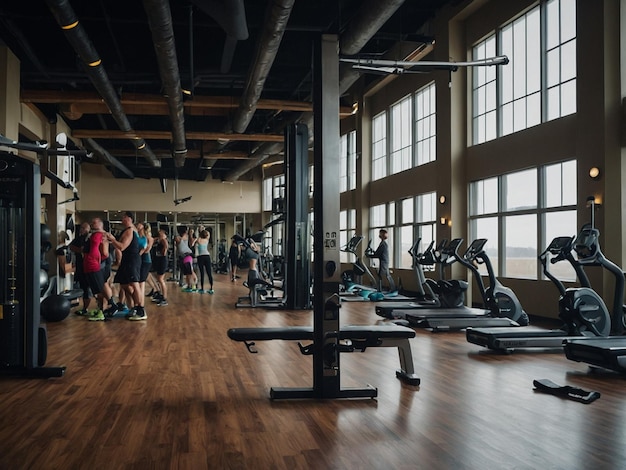 people working out in gym